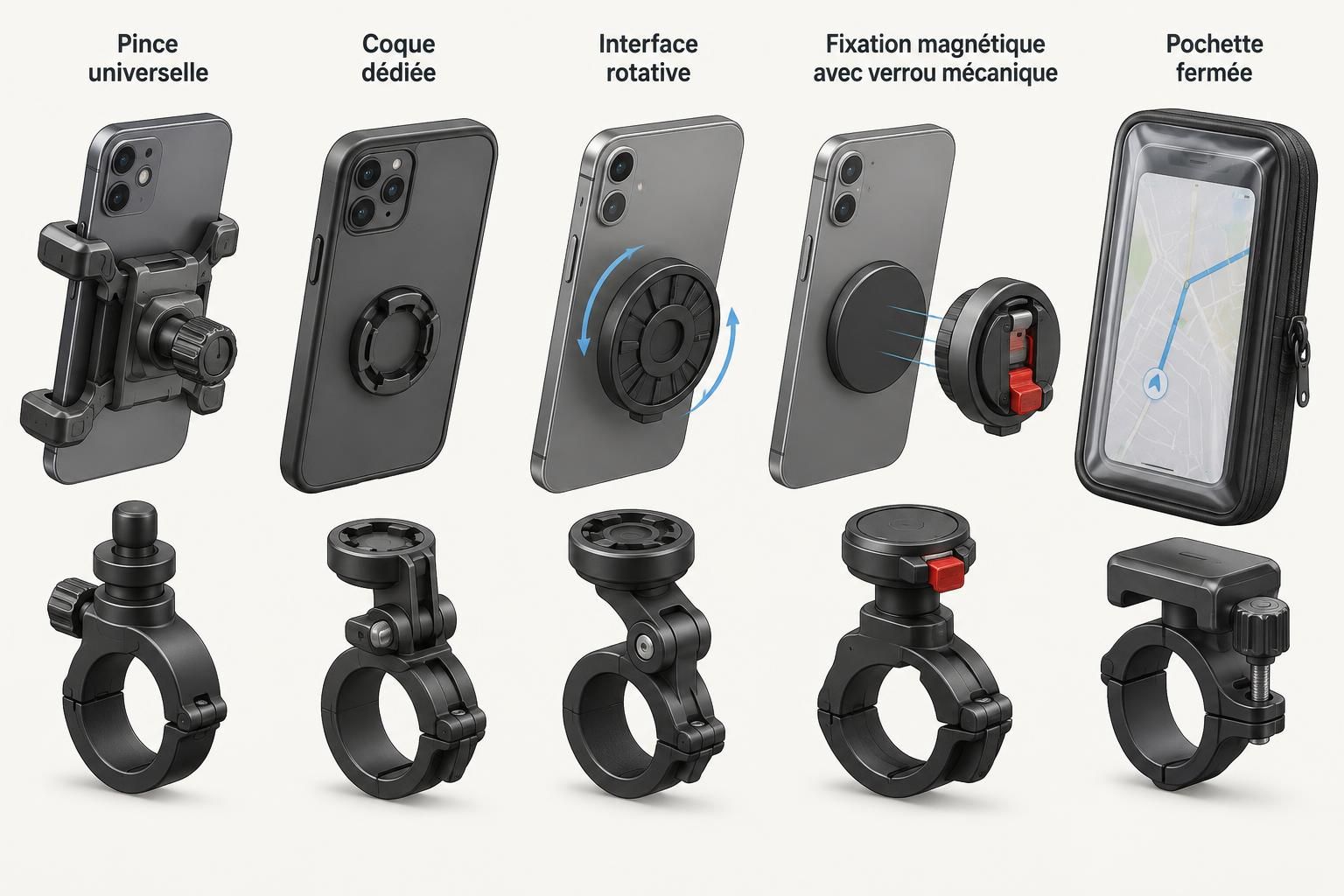 pince, coque dédiée ou fixation magnétique : comparez les supports téléphone pour vélo et choisissez la solution la plus sûre et pratique.
